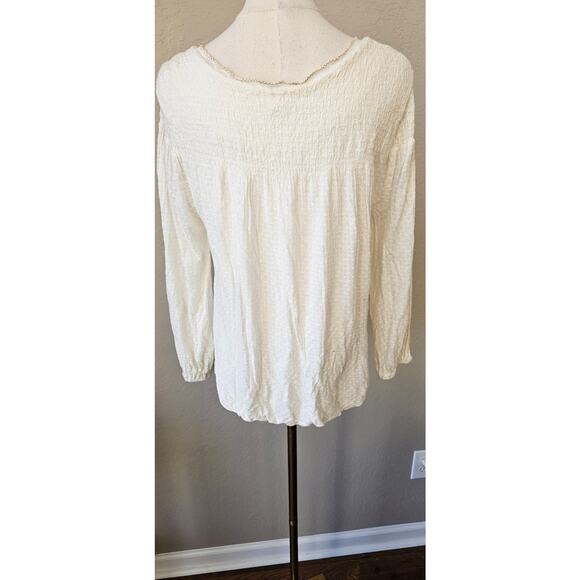 Free People Begonia Ivory Sand Embroidered Boho Peasant‎ Top Womens Size S - Picture 4 of 7